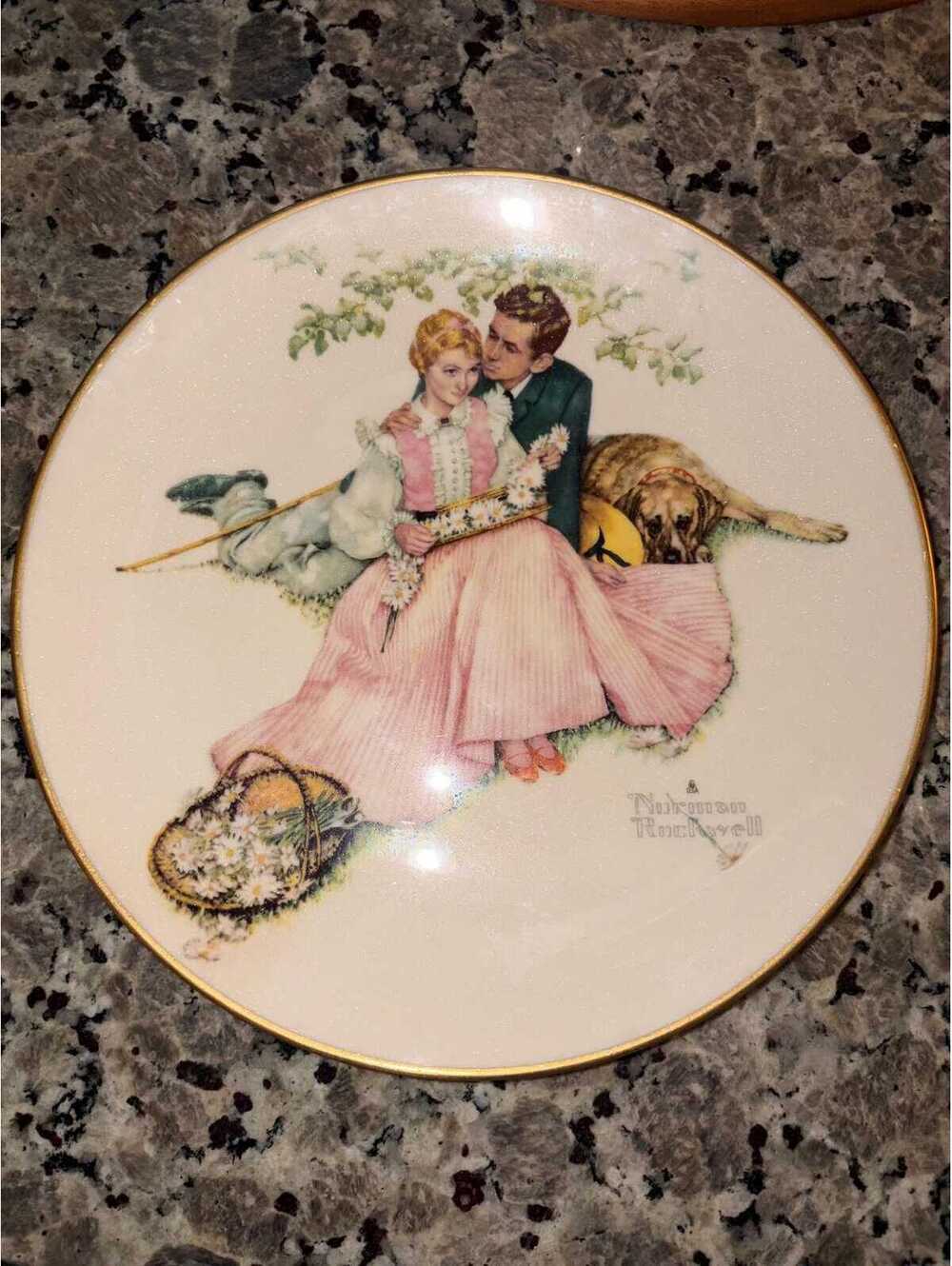 A 1973 Gorham fine china collector plate featuring Norman Rockwell's Spring.